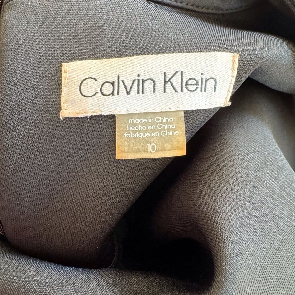 Calvin Klein Black Beaded Neckline Sheath Dress Size 10 Cocktail Evening Dress - Picture 6 of 8